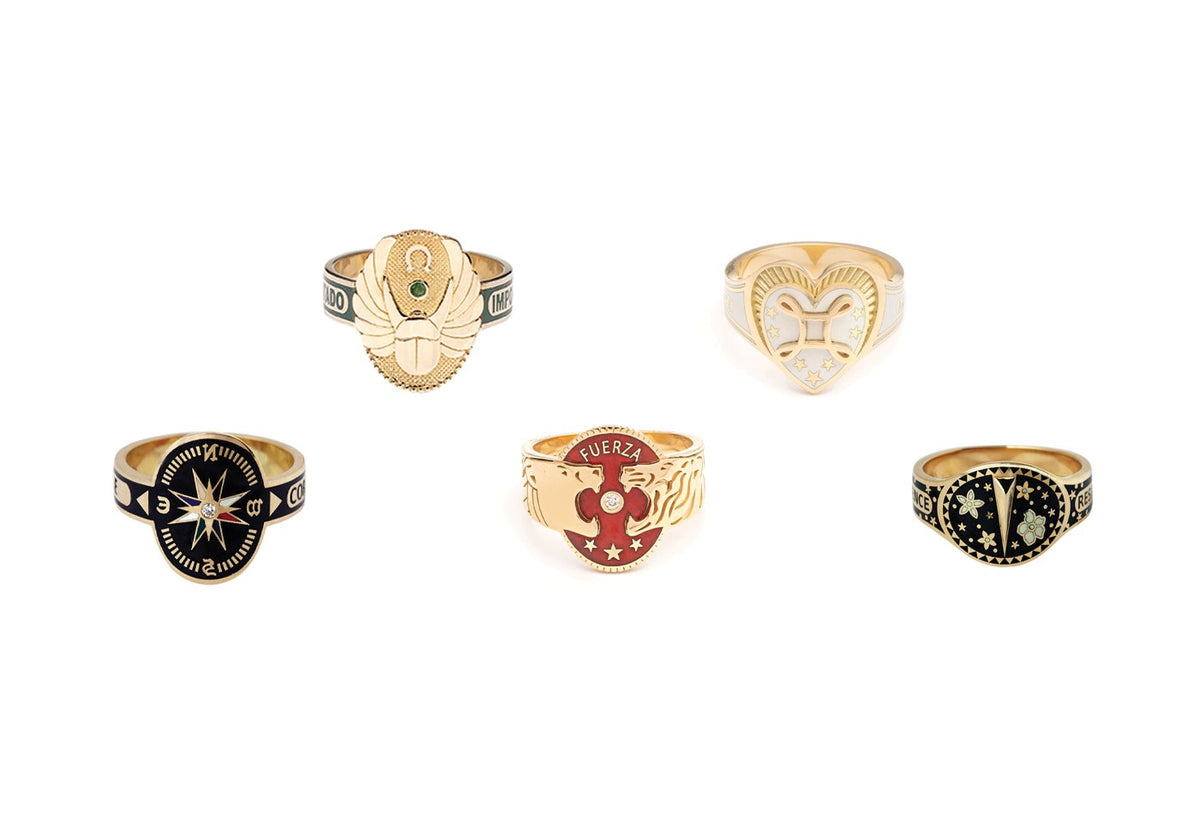 Foundrae Internal Compass Cream Cigar Band Ring