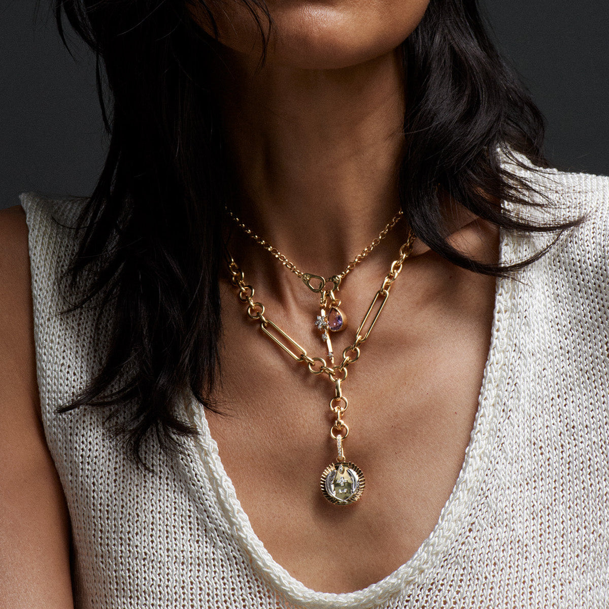 Midsized Mixed Clip Chain Extension in 18K Yellow Gold | FoundRae