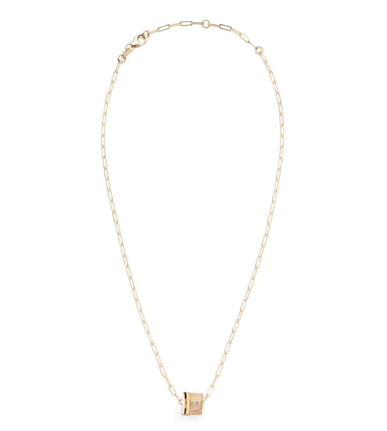 Pave Diamond Initial & Chubby Gold : Heart Beat Super Fine Clip Chain Necklace
