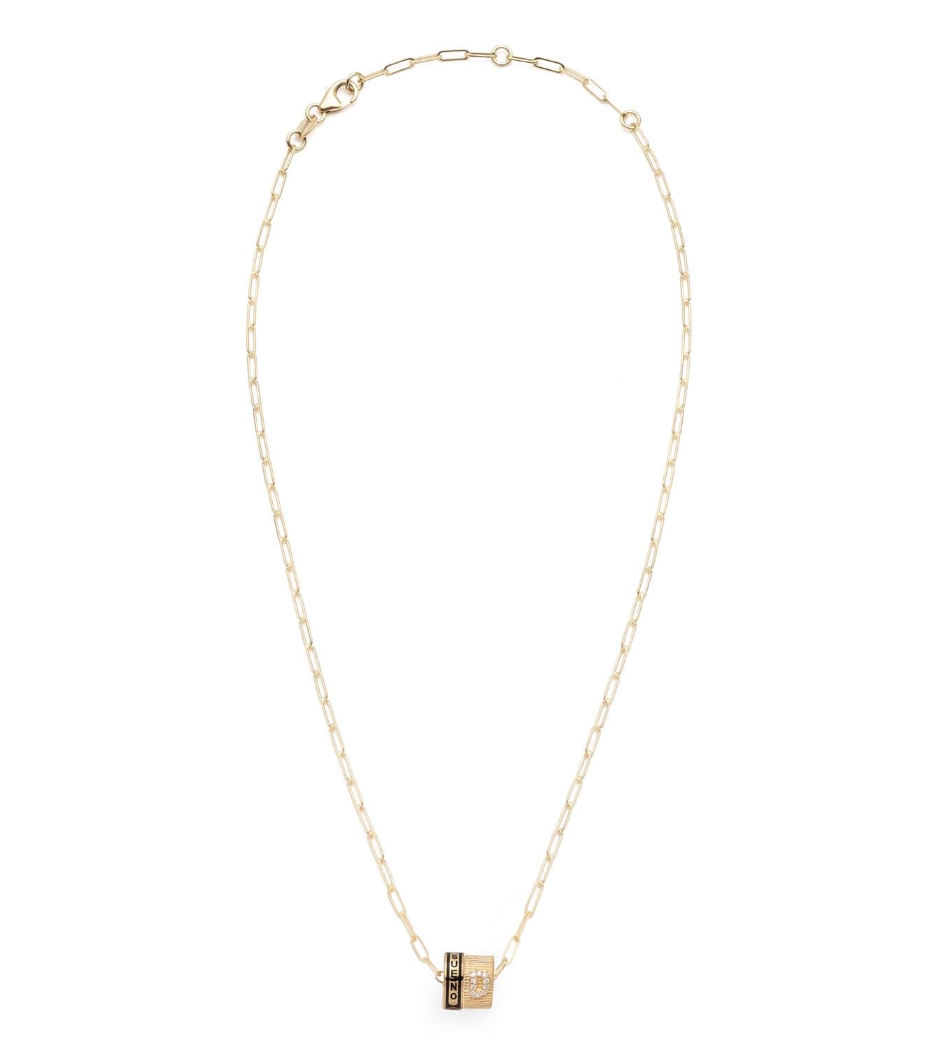 Dream & Pave Diamond Initial : Heart Beat Super Fine Clip Chain Necklace