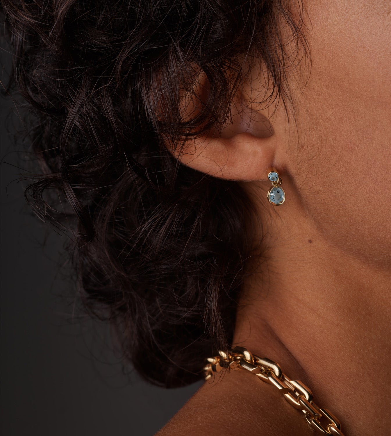 Aquamarine : Double Drop Gemstone Earring