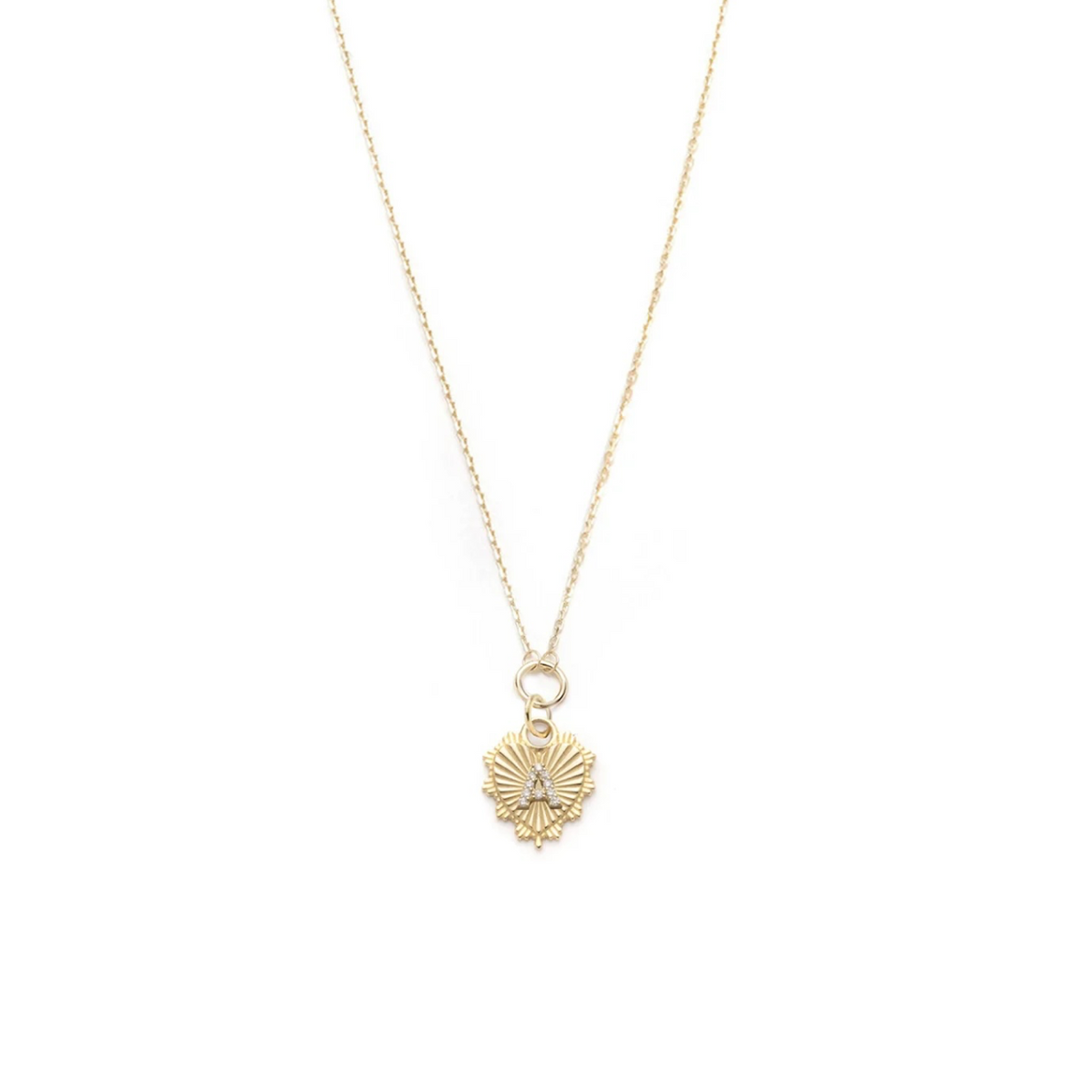 Miniature Heart Initial Love: Drop Necklace in 18K Yellow Gold