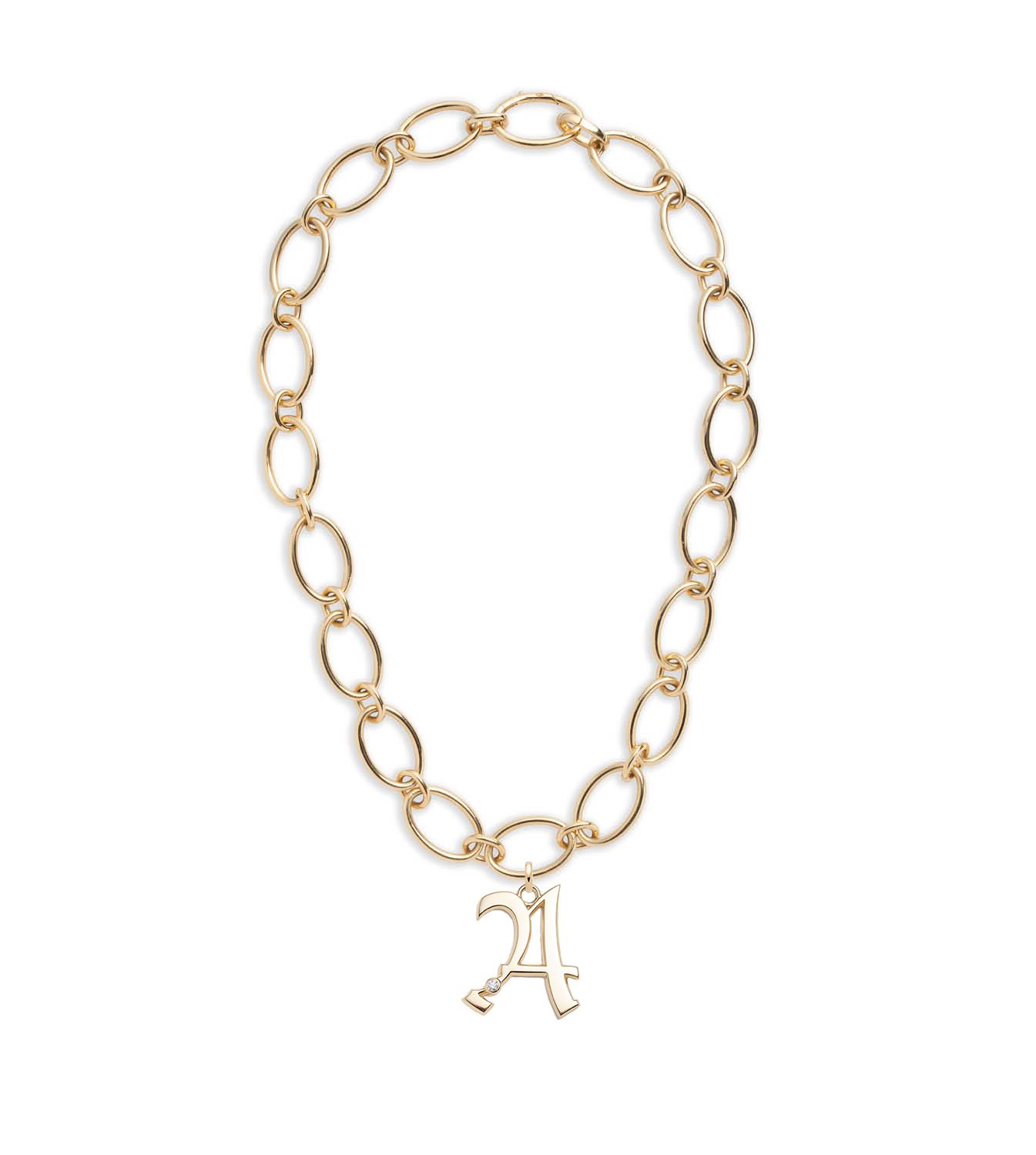 Oversized Initial : Oval Link Chain Necklace