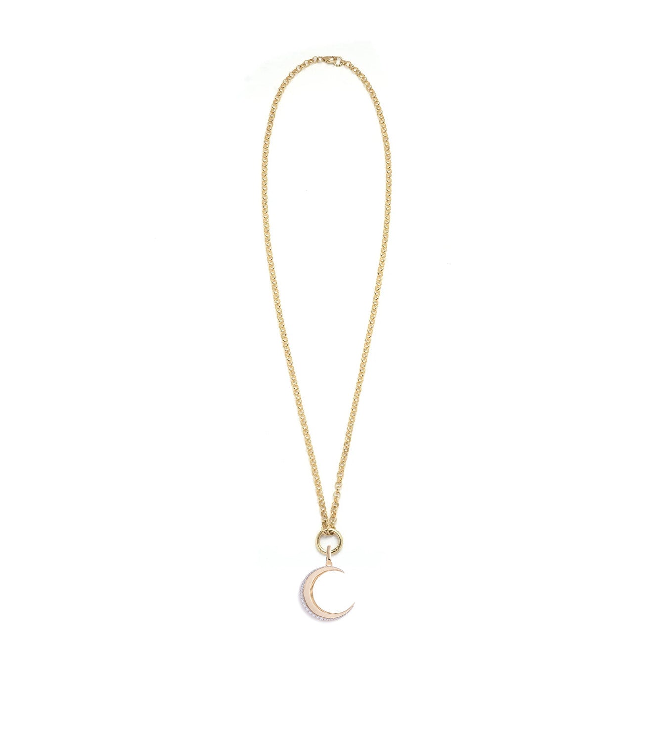 Engravable Crescent : Medium Open Belcher Necklace