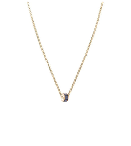 Baguette Blue Sapphire - Love : Heart Beat Fine Belcher Chain Necklace