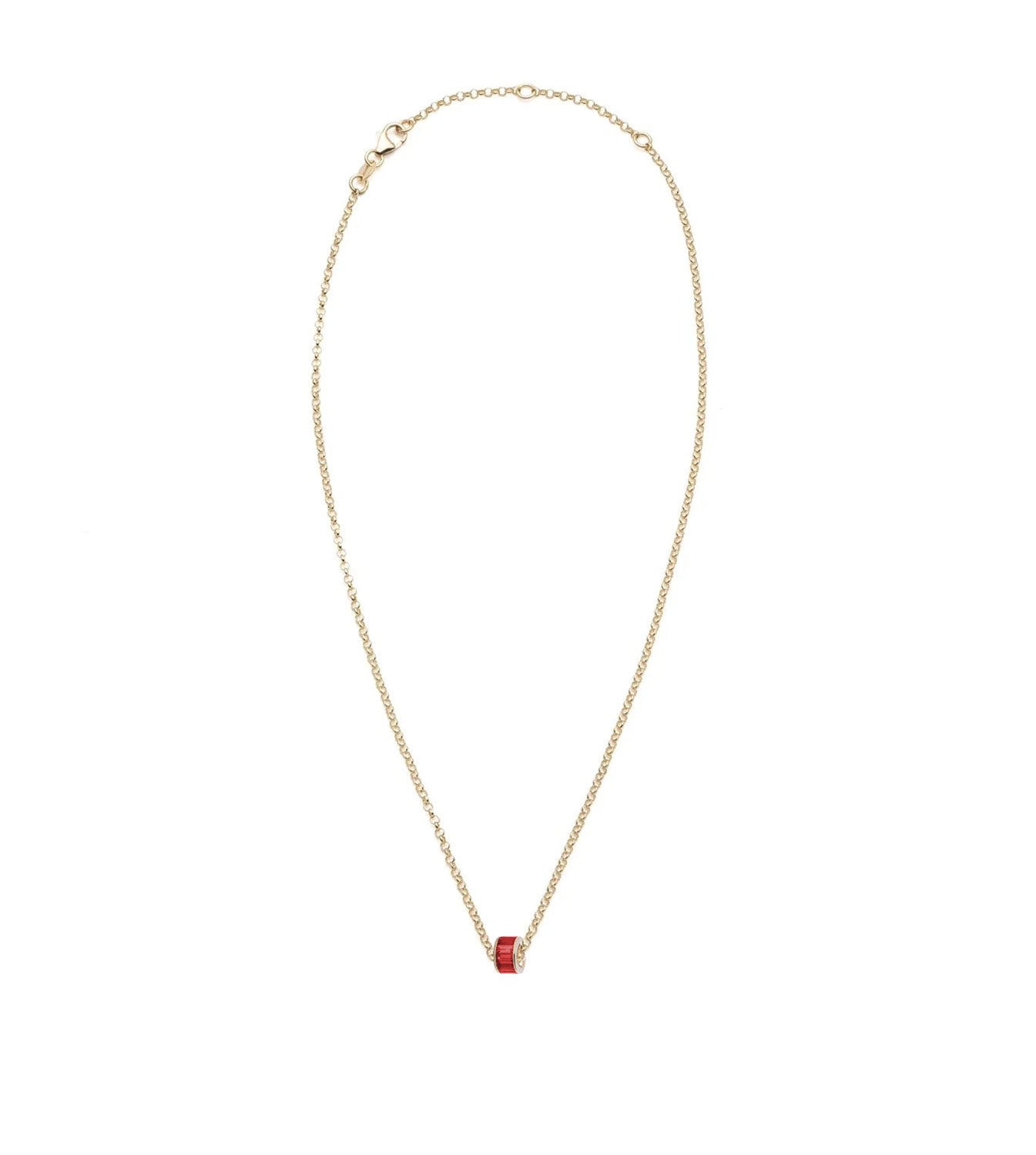 Baguette Ruby - Love : Heart Beat Fine Belcher Chain Necklace