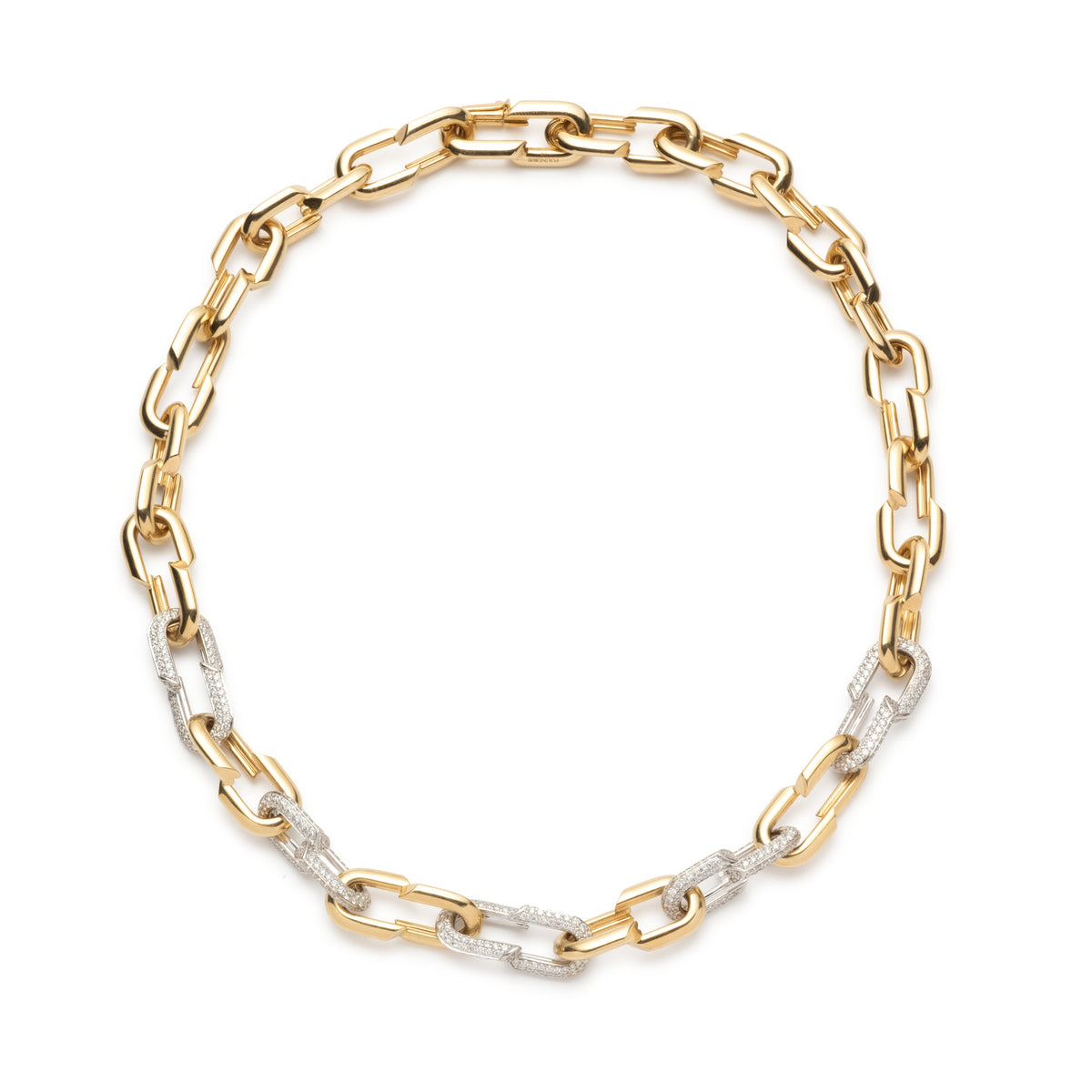 Medium Strong Hearts Five Pave Diamond Love Link Chain Necklace in