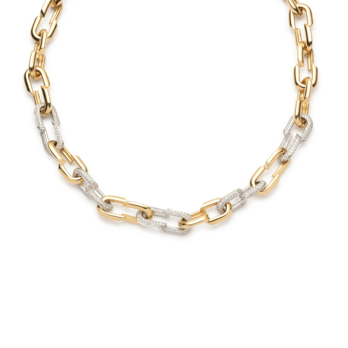 Medium Strong Hearts Five Pave Diamond Love Link Chain Necklace in