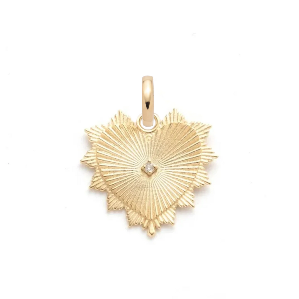 Heart Love Token Medium Medallion : in Yellow Gold with Pave