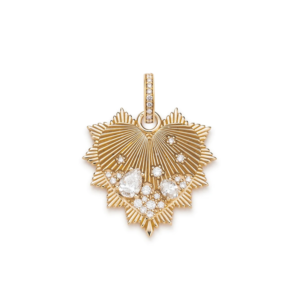 Heart Love Token Medium Medallion : in Yellow Gold with Encrusted