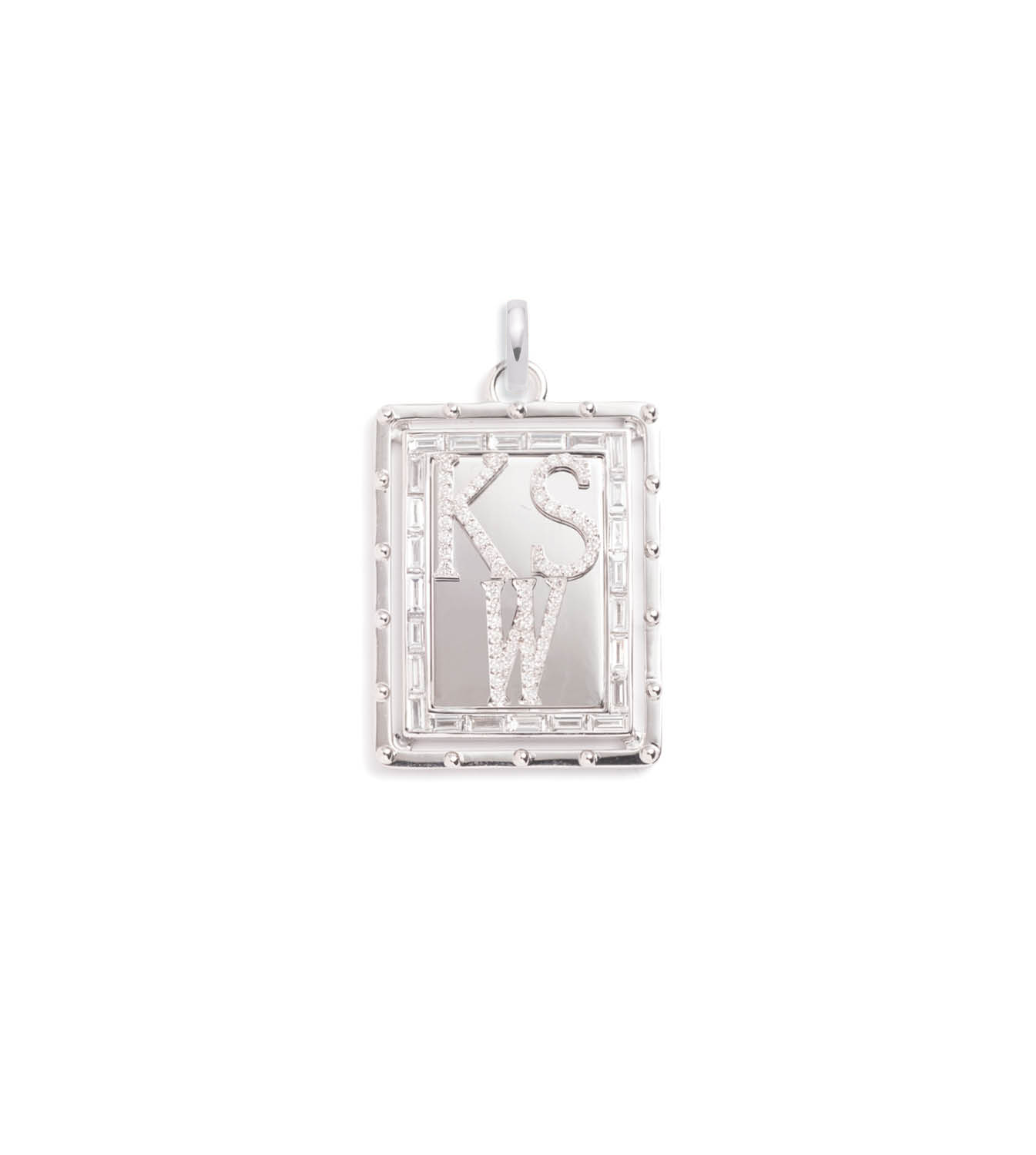 Custom Diamond Initial : Lovestruck Pierced Diamond Medallion White Gold with Oval Pushgate