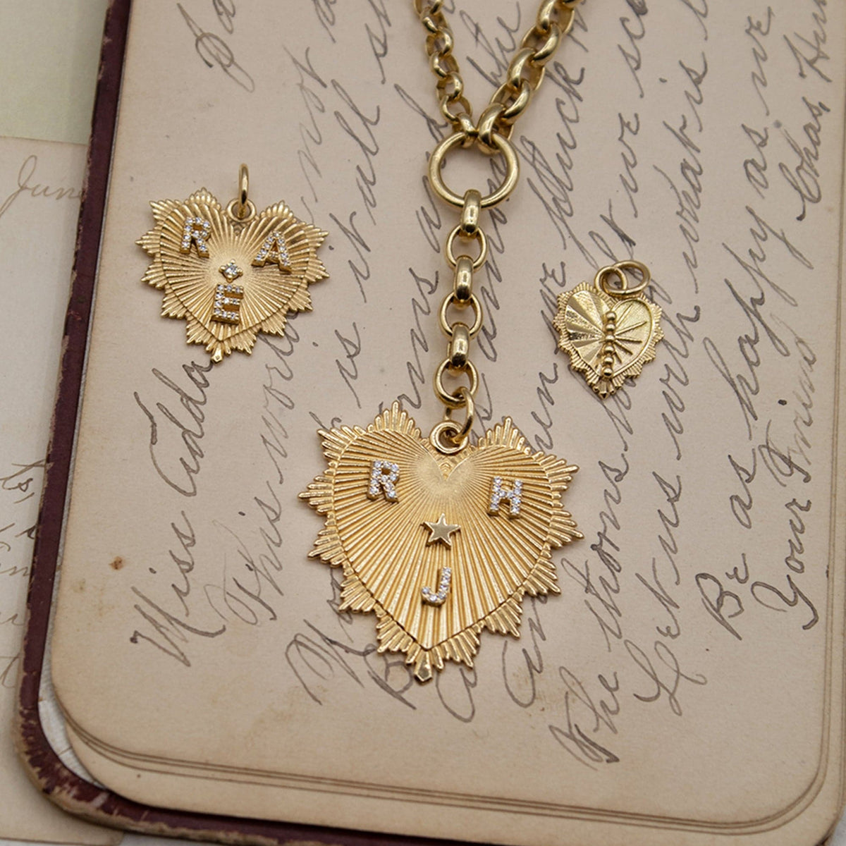 Custom Heart Love Token Medium Medallion : in Yellow Gold with