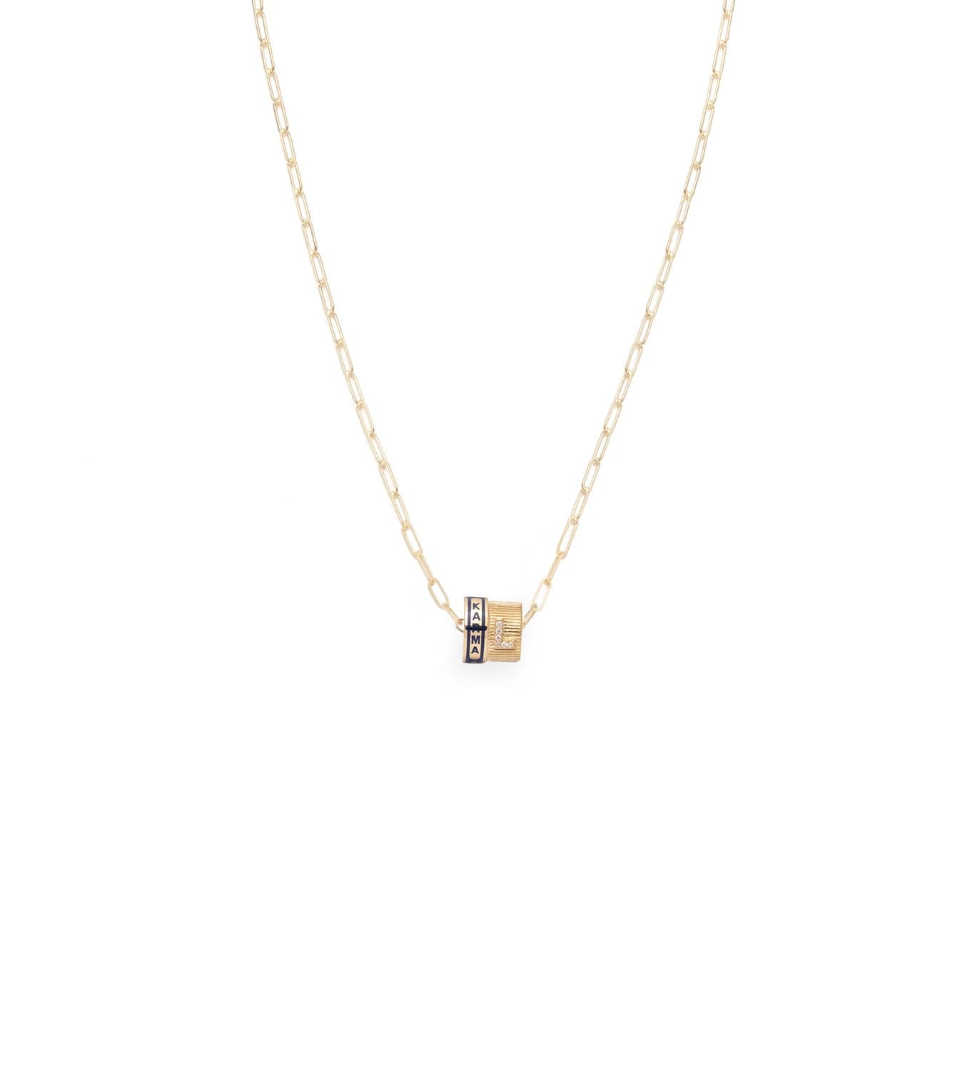 Karma & Pave Diamond Initial : Heart Beat Super Fine Clip Chain Necklace