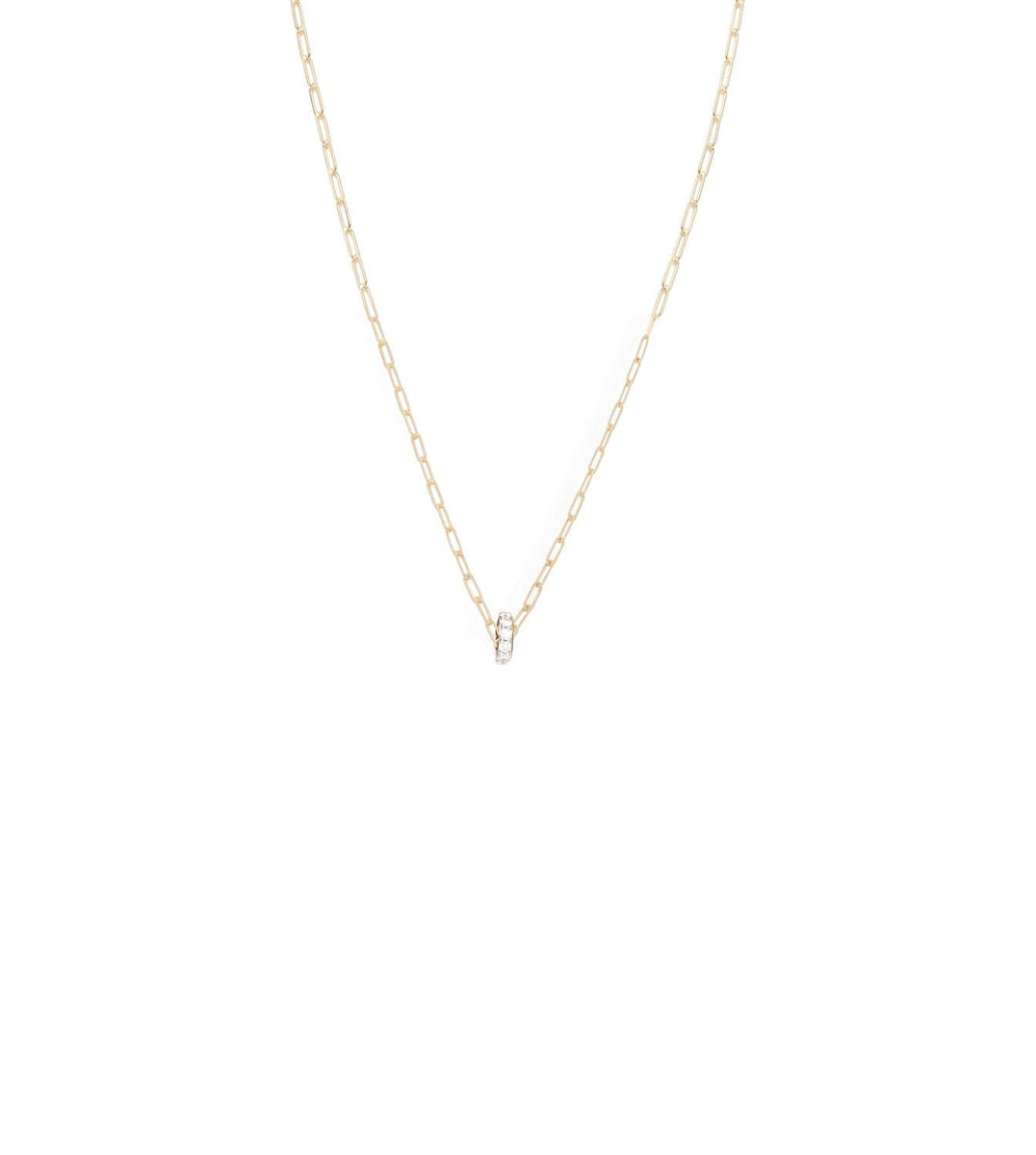 Baguette Diamond & Pave Heart Beats Medium Belcher Chain – – FoundRae