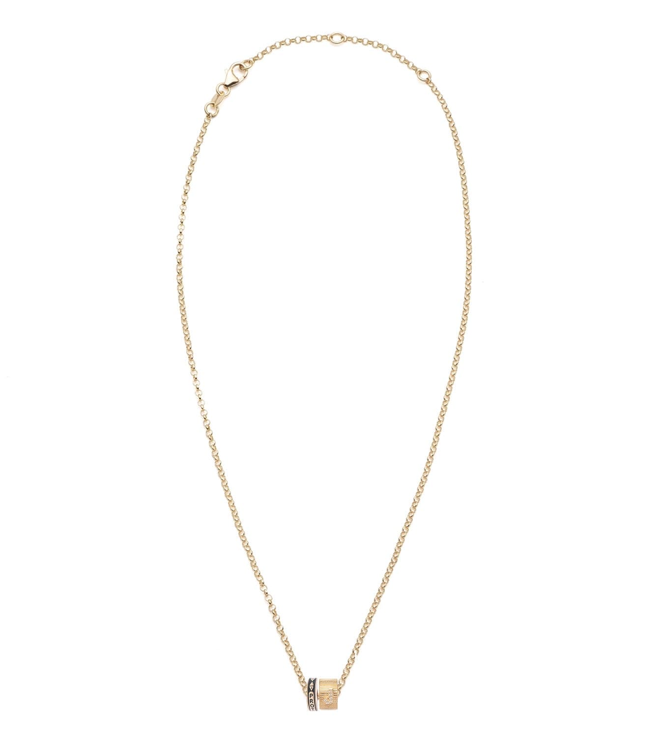 Protection & Pave Diamond Initial : Heart Beat Fine Belcher Chain Necklace
