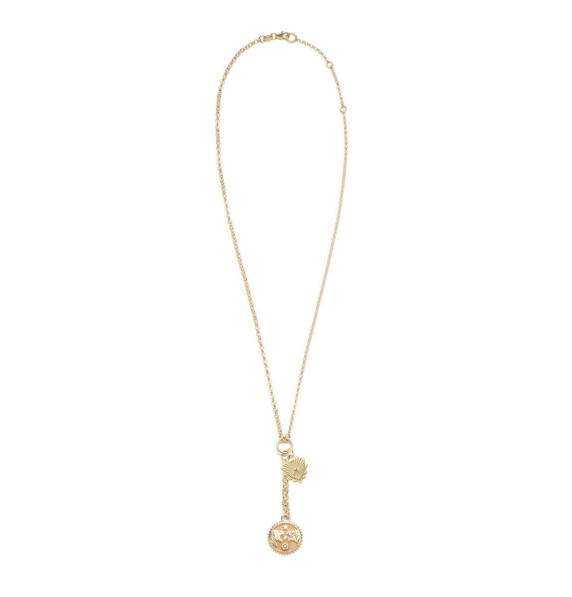 18ct Heavy Yellow Gold Plated Belcher Chain Necklace with a Filigree Stone Locket - USA Made main image 1