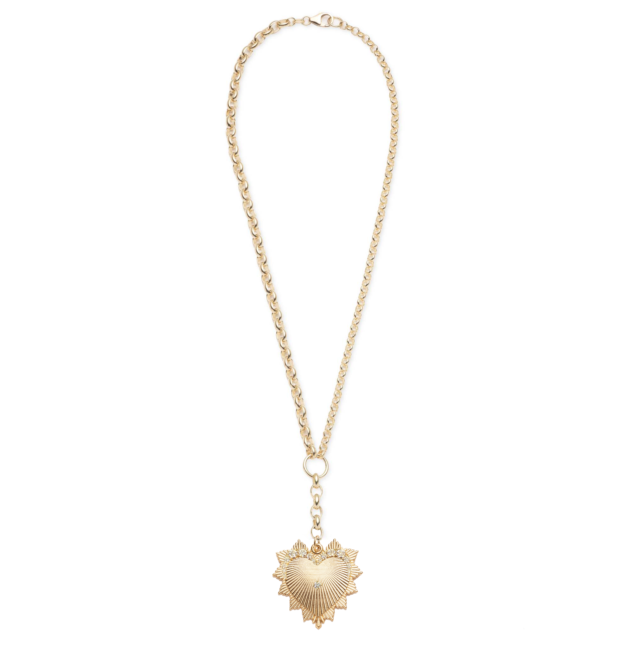 Graduated Diamond Heart Love Token - Love : Heavy Mixed Belcher Extension Chain Necklace