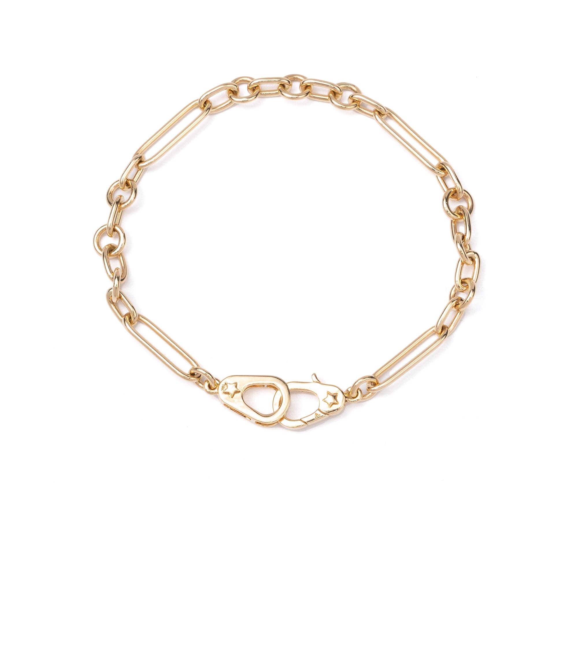 Foundrae | Sister Hook Small Mixed Clip Bracelet 18K Gold Size Medium | Without