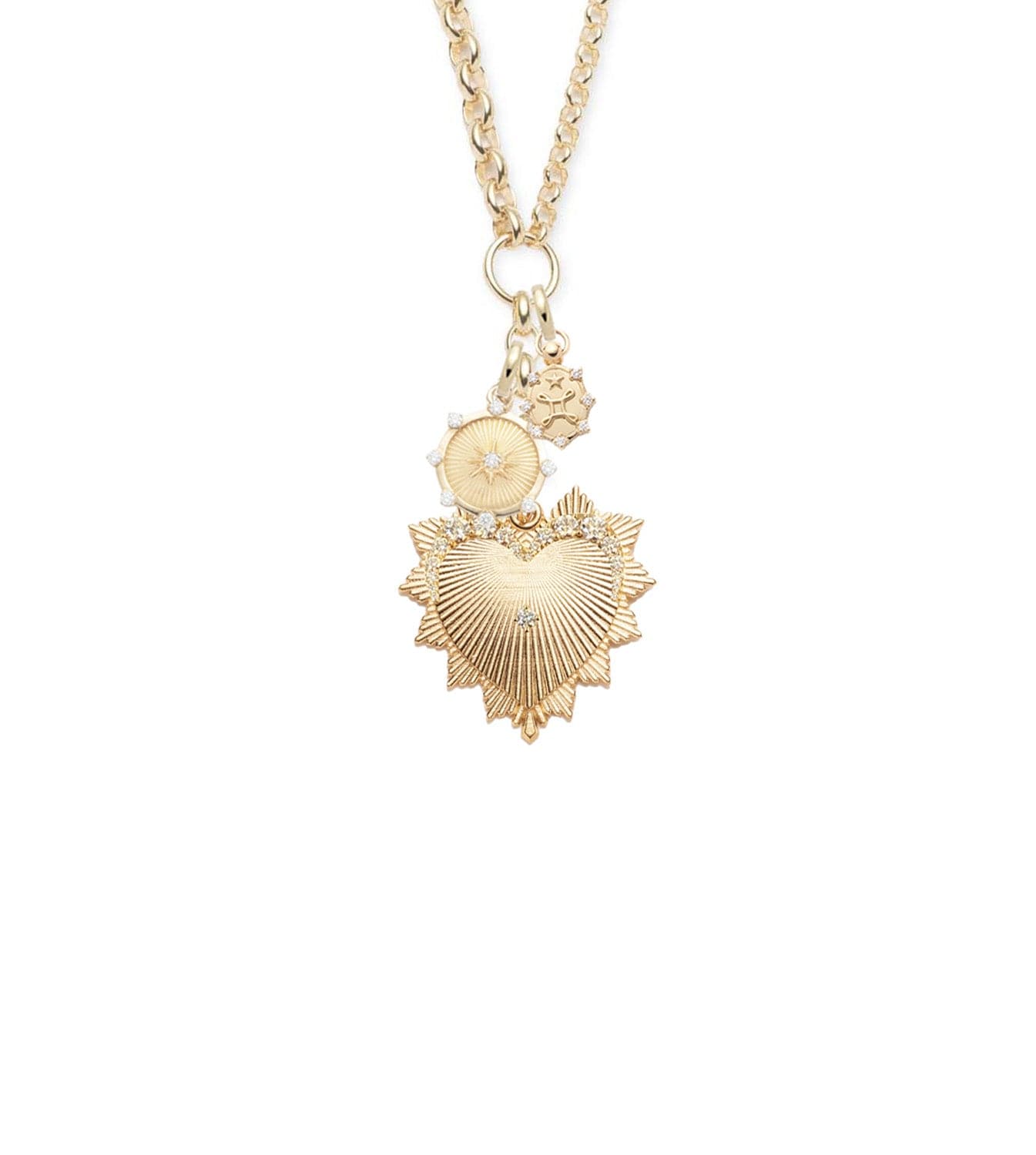 Graduated Diamond Heart Love Token Story : Heavy Mixed Belcher Extension Necklace