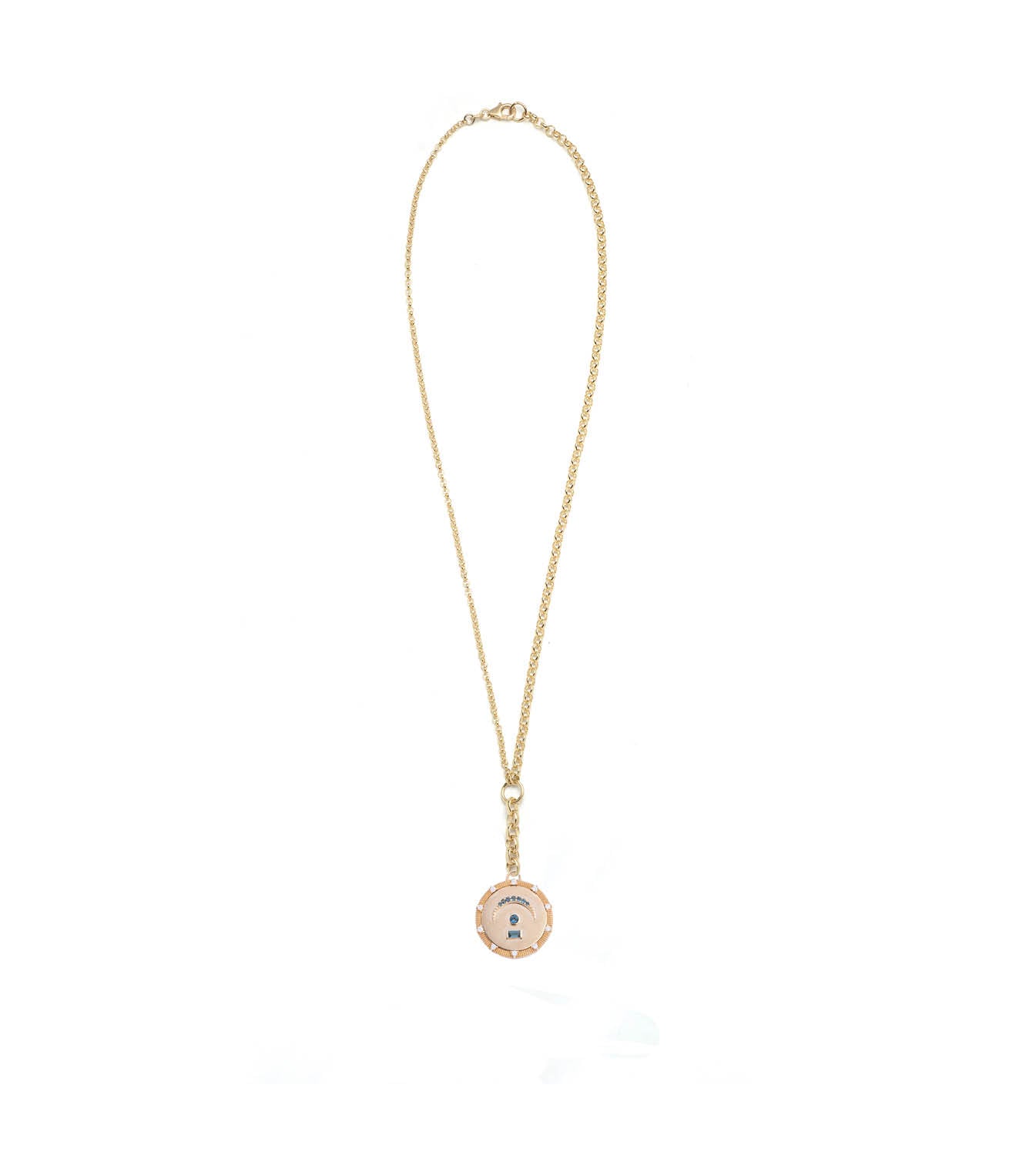 Foundrae Medium Mixed Belcher Extension Chain Necklace with Pause Medallion