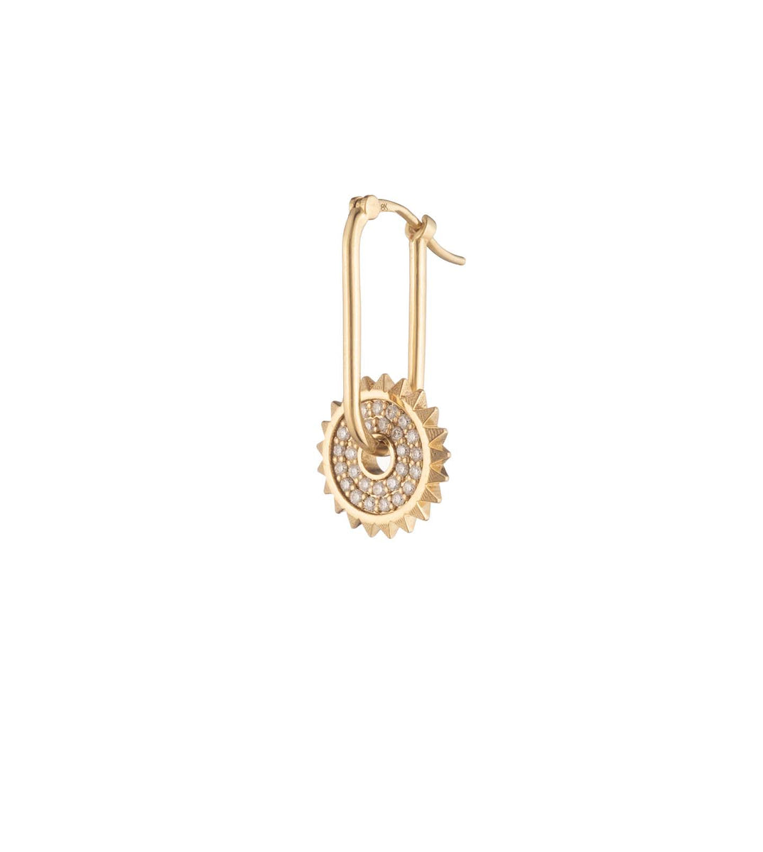 Foundrae | Spade Reverie Gold Symbol Disk Petite Chubby Fob Earring 18K Yellow Gold Size 14mm