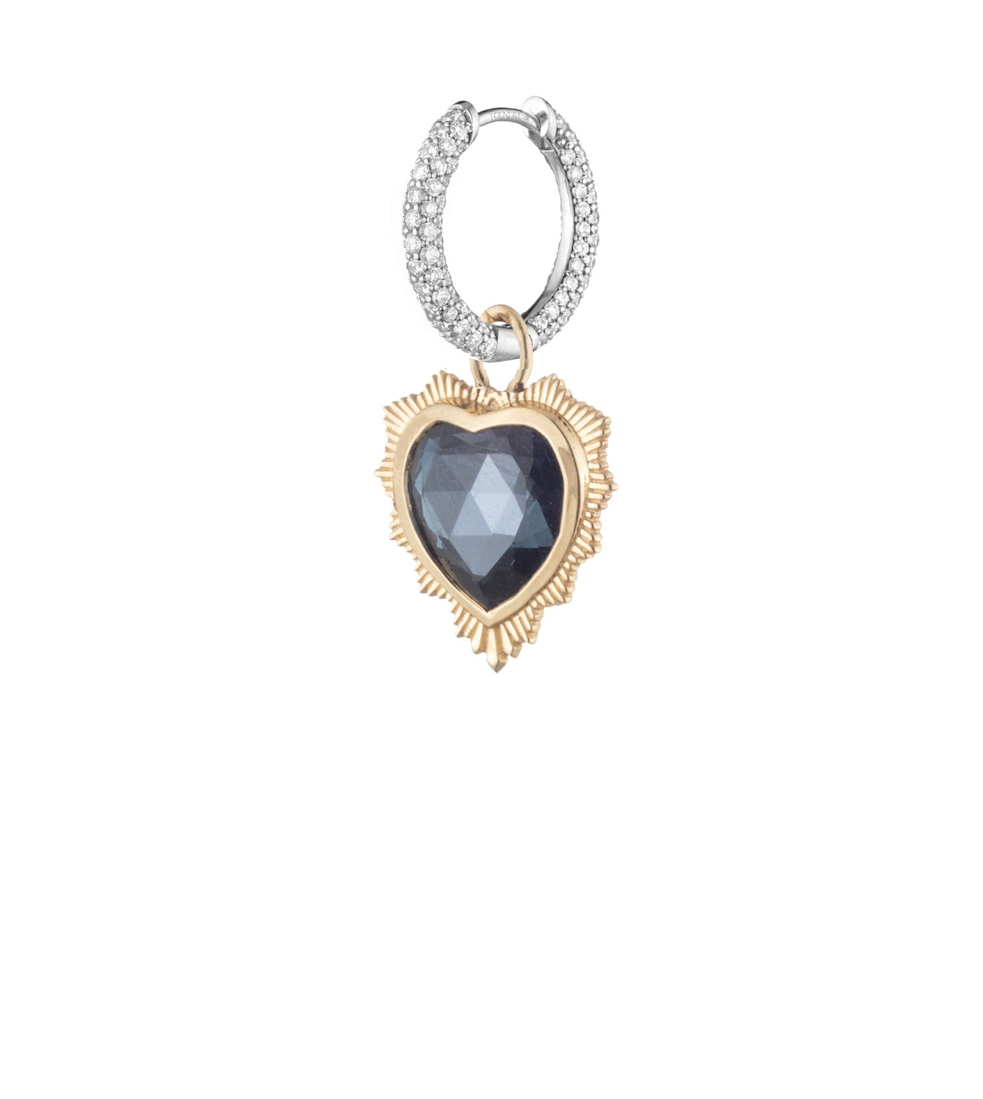 Gemstone Heart - Love : London Blue Topaz Small Diamond Pave Chubby Ear Hoop