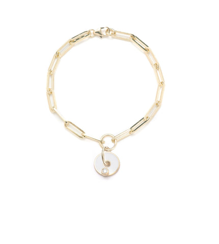 White Diamond - Wholeness : Disk Classic Fob Clip Chain Bracelet