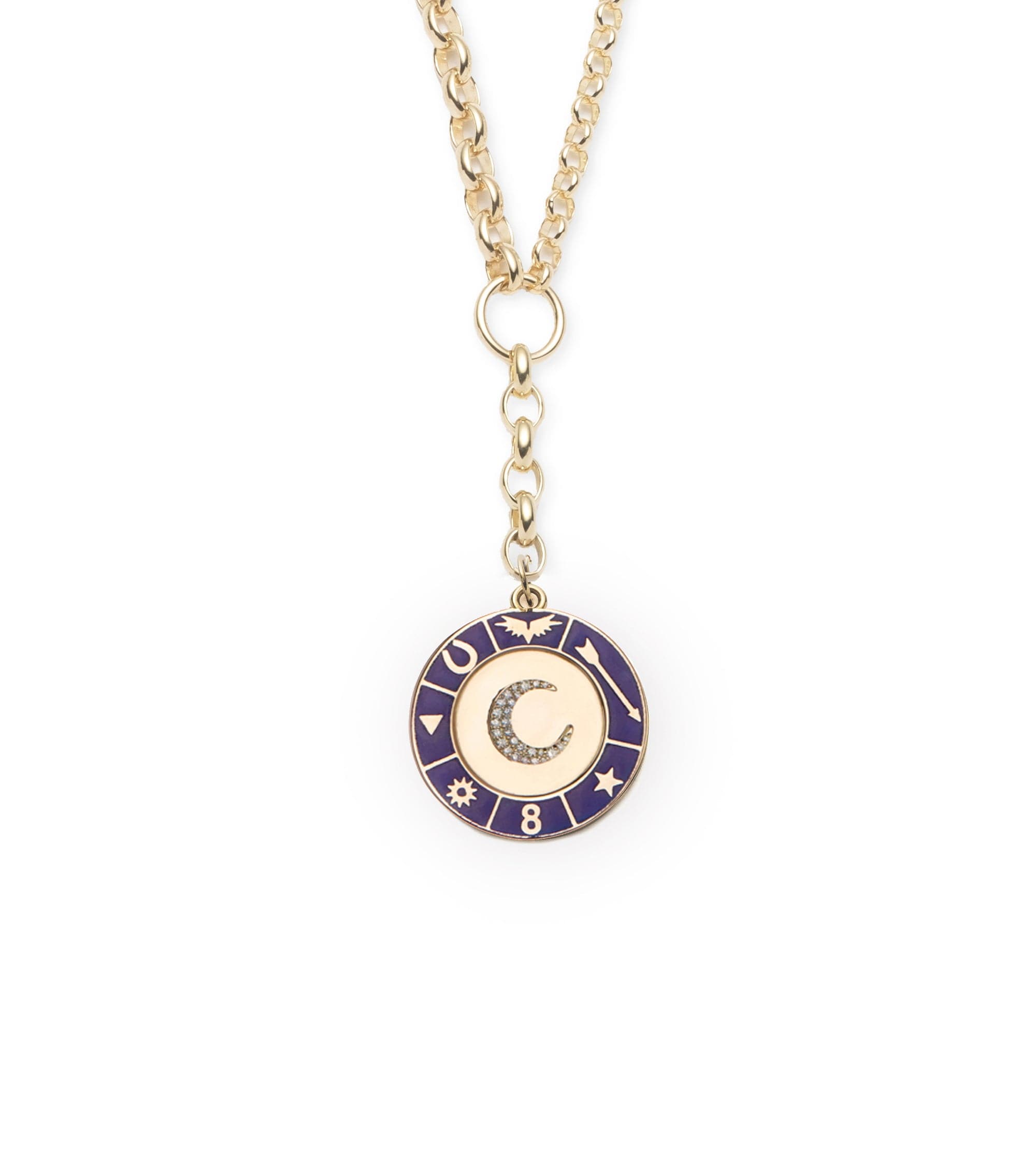 Blue Crescent : Champleve Heavy Mixed Belcher Extension Chain Necklace