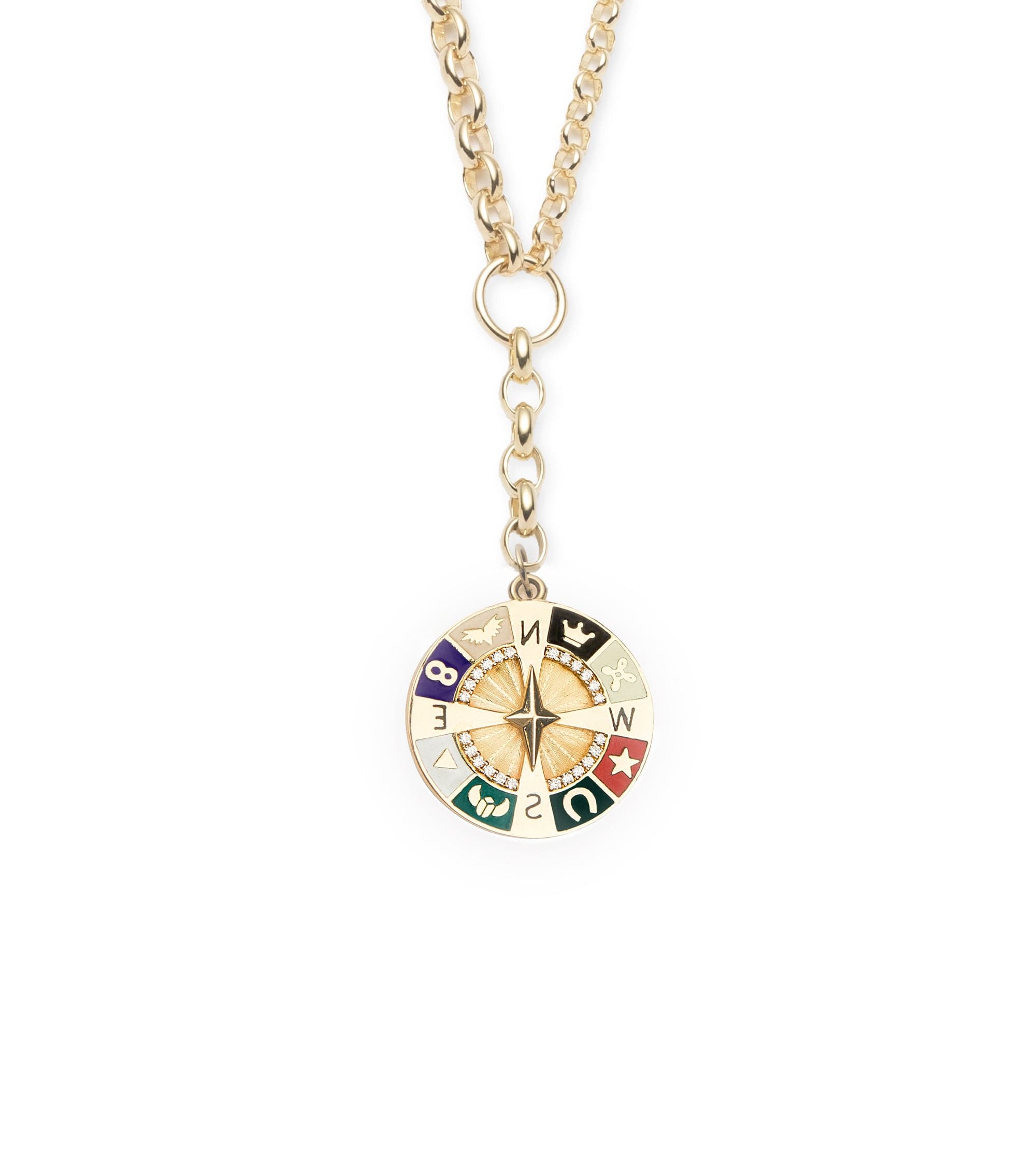 Internal Compass : Champleve Mixed Belcher Extension Chain Necklace