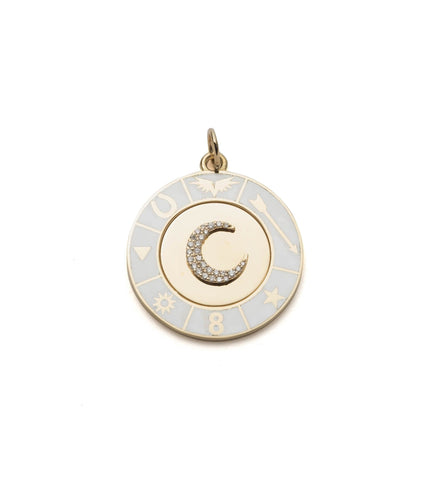 White Crescent : Champleve Enamel Wheel Medallion