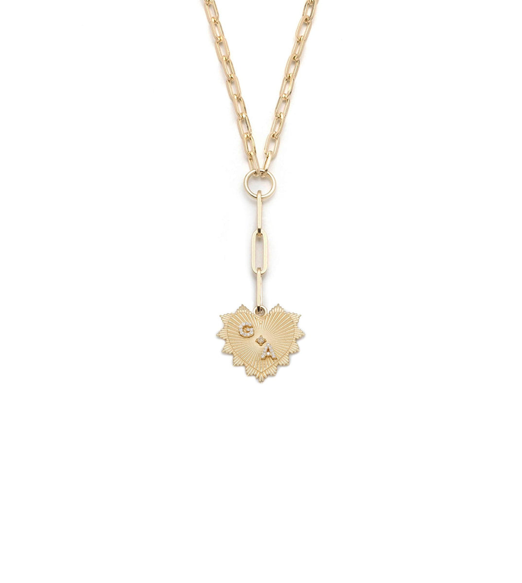 Personalized Medium Heart Refined Necklace in 18K Yellow Gold