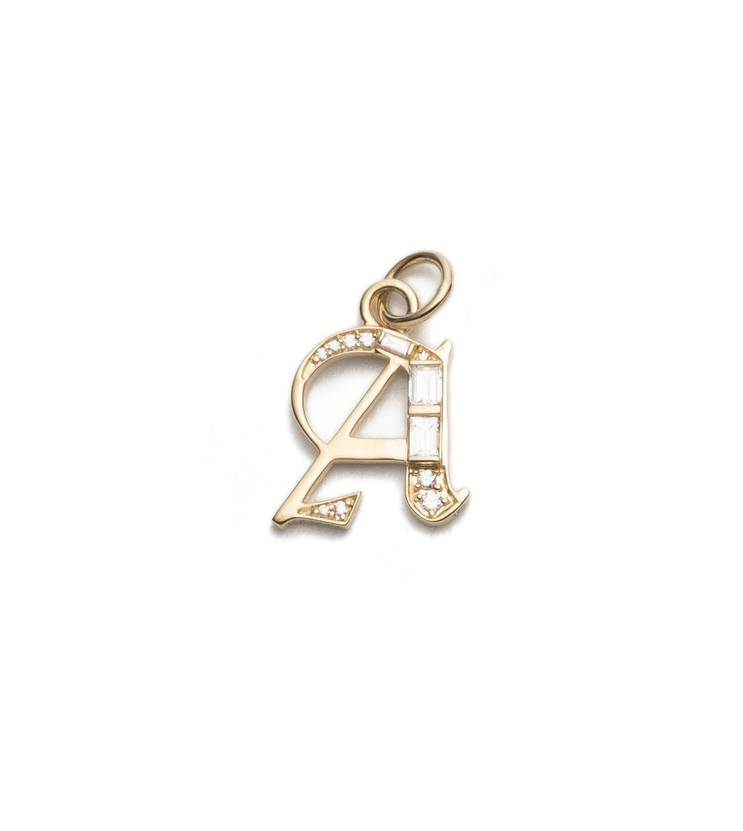 Initial Pendant Y Letter Charms Diamond Necklace 18K Gold-G,VS 18 Chain / 18K White Gold