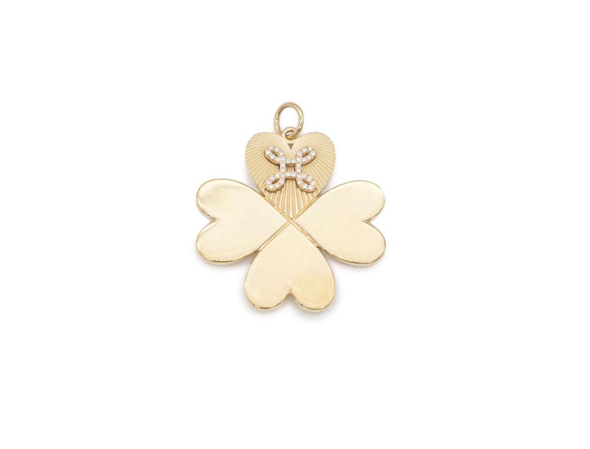 18K Yellow Gold Four Heart Clover Mini Medallion with Diamond – FoundRae