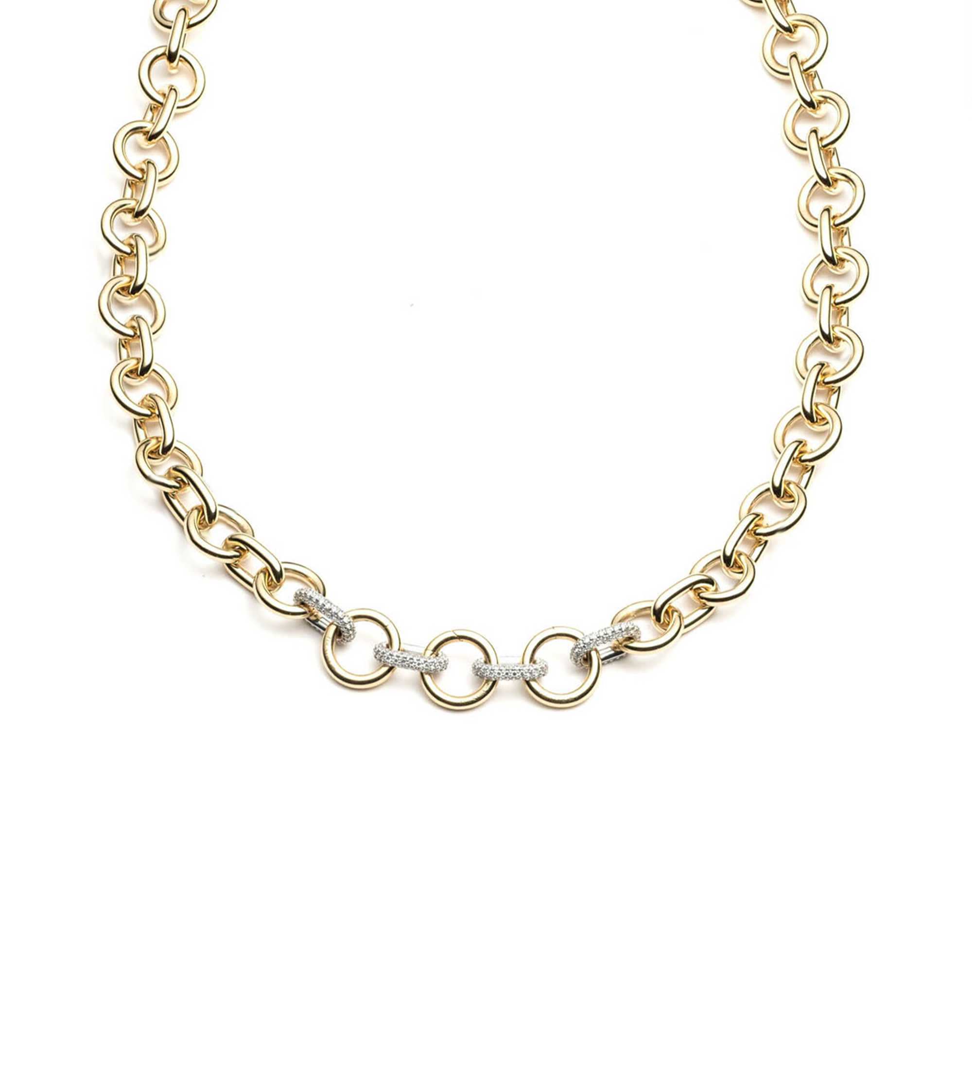 18" Oversized Pave Mixed Link Chain