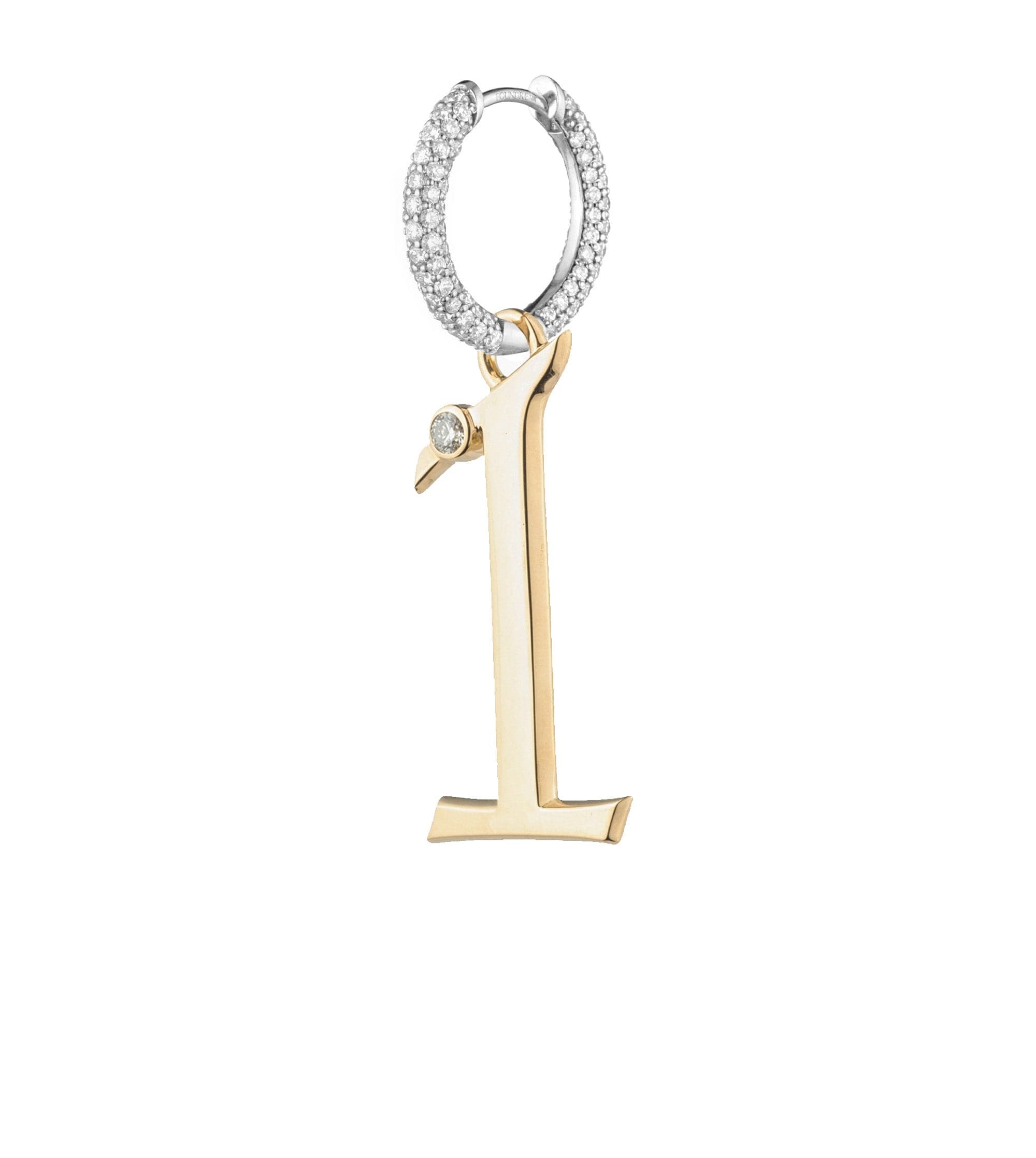 Engravable Number 1 : Oversized Small Pave Chubby Ear Hoop