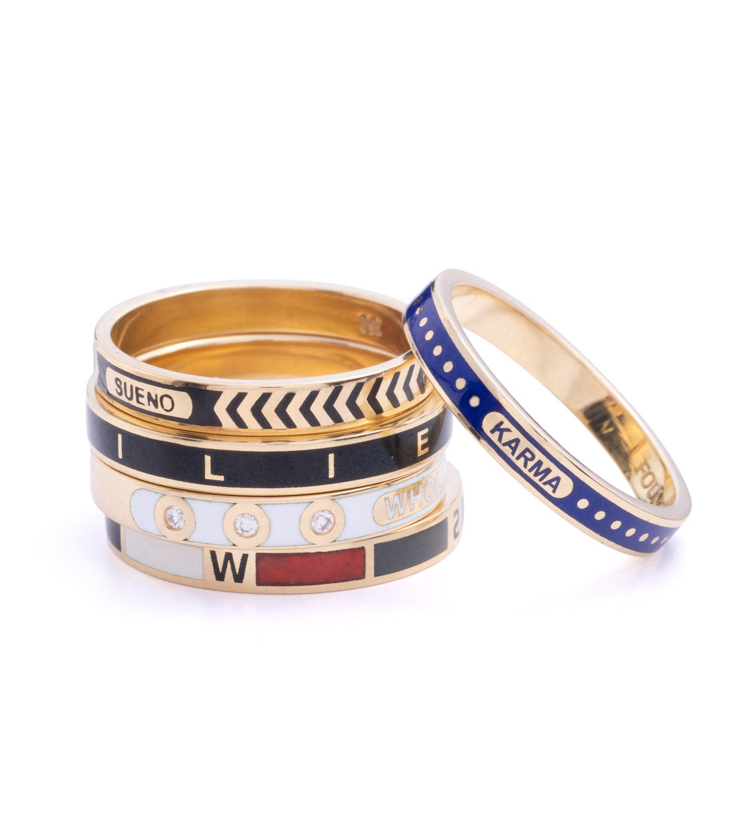 Foundrae Internal Compass Cream Cigar Band Ring