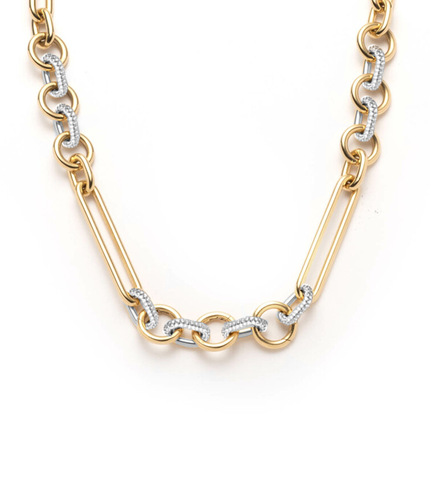 Oversized Pave Feature Mixed Clip Chain