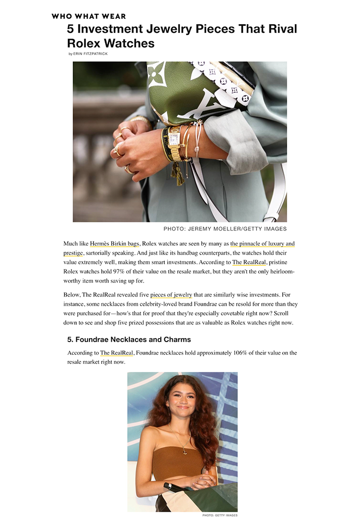 WhoWhatWear - 5 Investment Jewelry Pieces that Rival Rolex Watches - Nov 2023