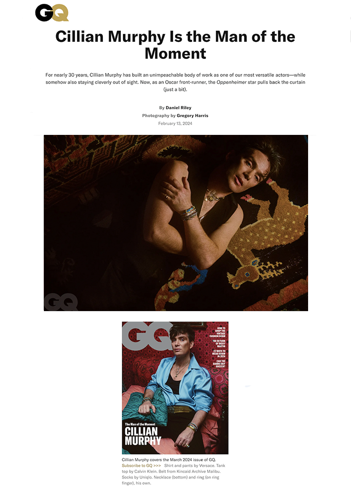 GQ - Cillian Murphy Is the Man of the Moment - Jan 2024