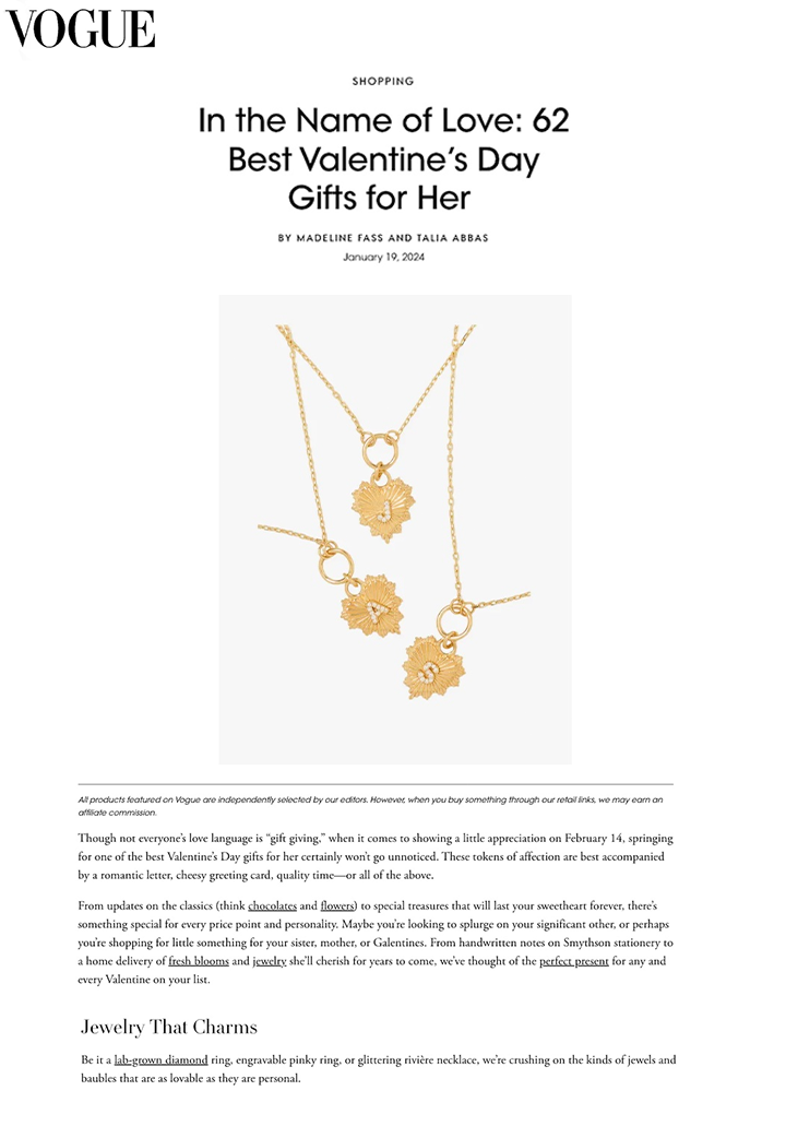 VOGUE - In the Name of Love: 62 Best Valentines Day Gifts for Her - Jan 2024