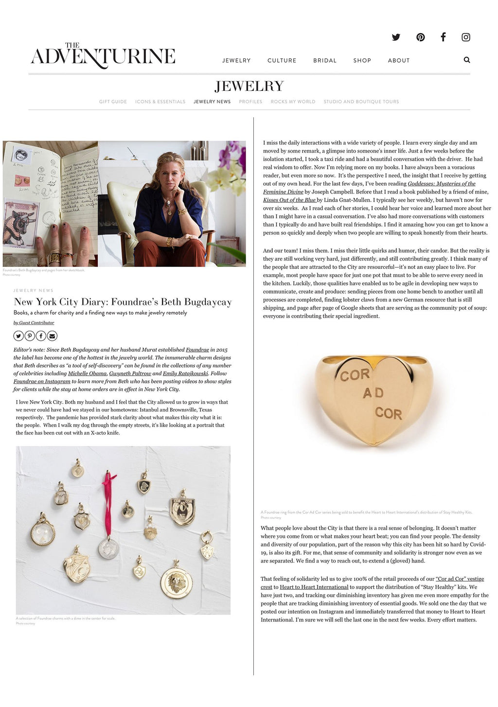 Adventurine: New York City Diary: Foundrae's Beth Bugdaycay