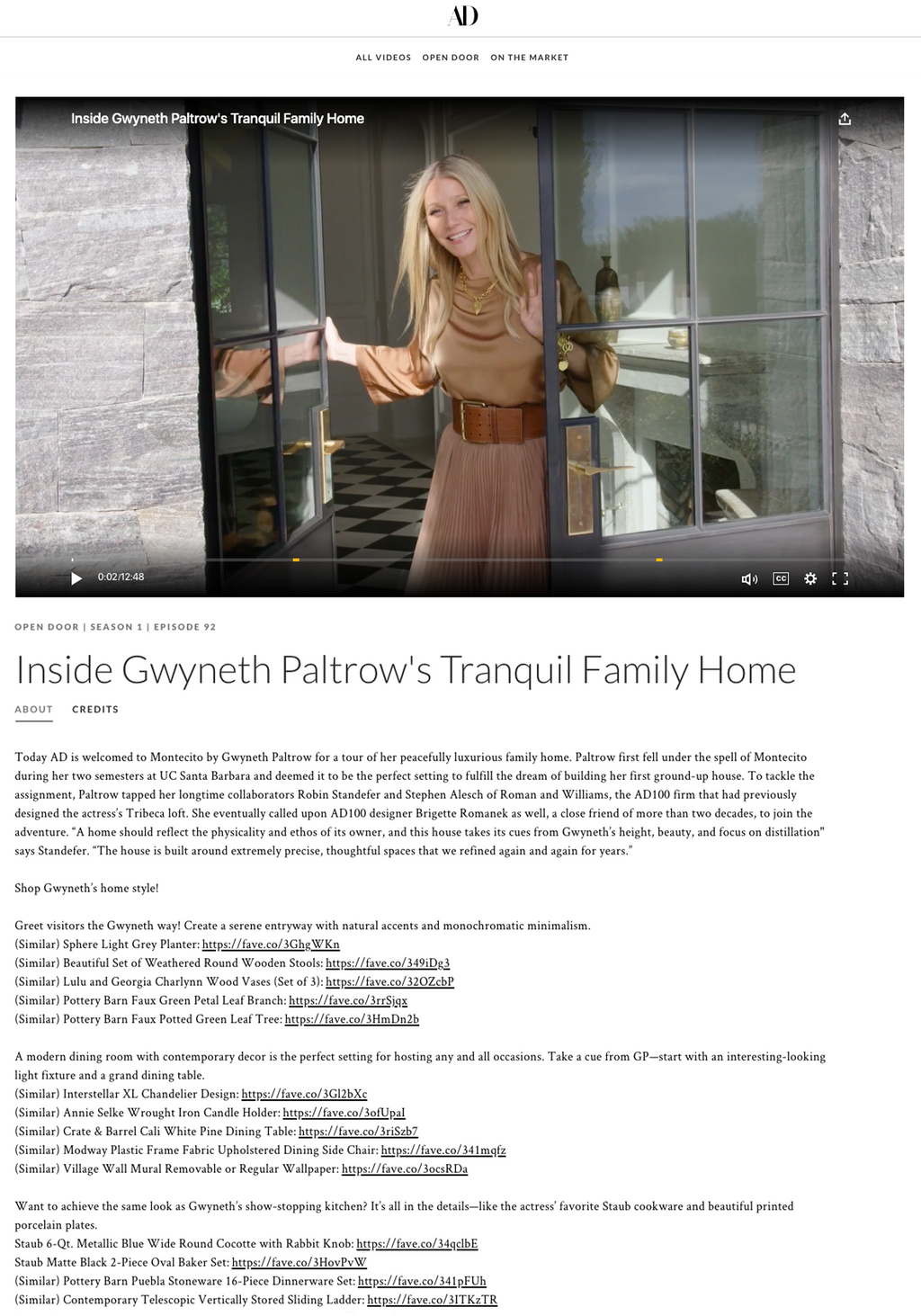 Architectural Digest - Inside Gwyneth Paltrow's Tranquil Family Home, Feb 2022