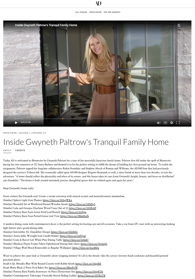 Architectural Digest - Inside Gwyneth Paltrow's Tranquil Family Home, Feb 2022