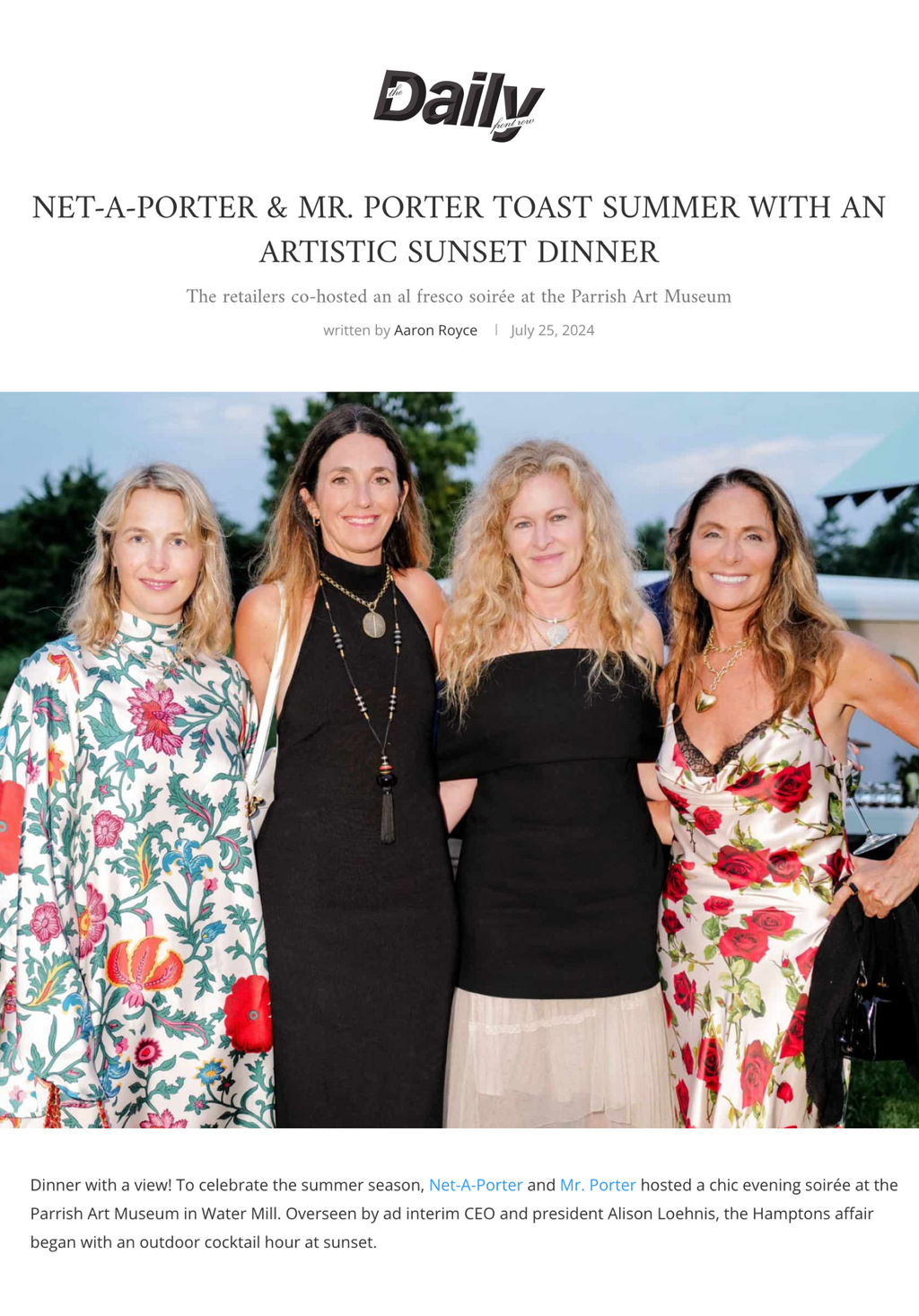 Daily - Net-A-Porter & Mr. Porter Toast Summer With An Artistic Sunset Dinner - July 2024