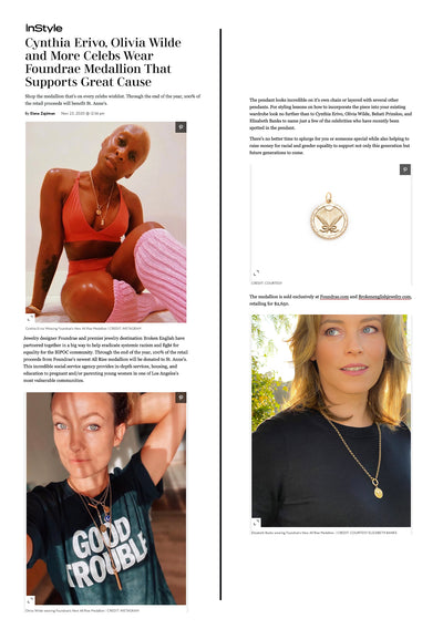 InStyle, Cythia Erivo, Olivia Wilde and More Celebs Wear Foundrae Medallion That Support Great Cause