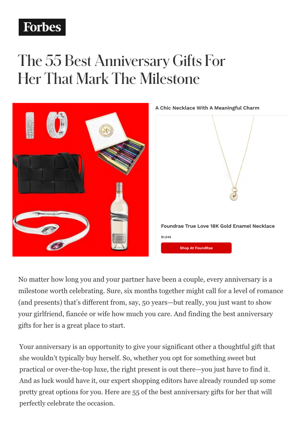 Forbes - The 55 Best Anniversary Gifts for Her that Mark The Milestone - July 2024