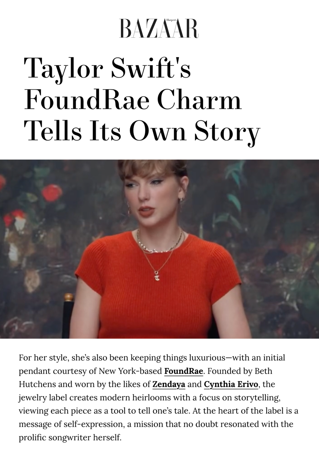 Taylor Swift's FoundRae Charm Tells Its Own Story