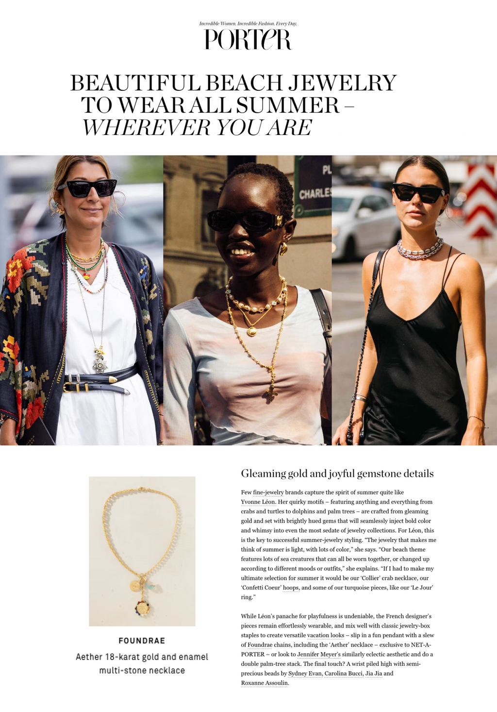 Net A Porter - Beautiful Beach Jewelry To Wear All Summer - July 2024