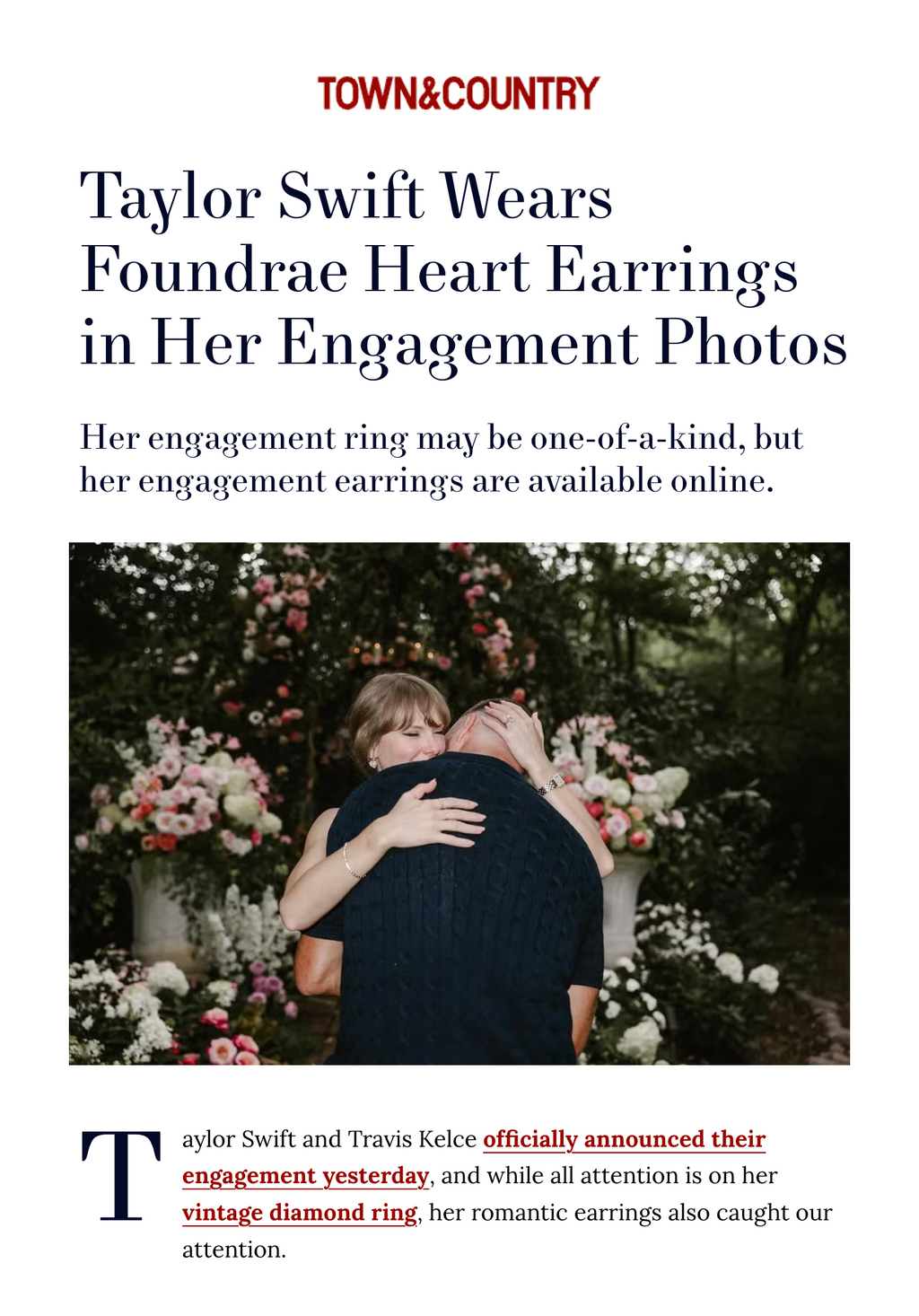 Taylor Swift Wears FoundRae Heart Earrings in her Engagement Photos