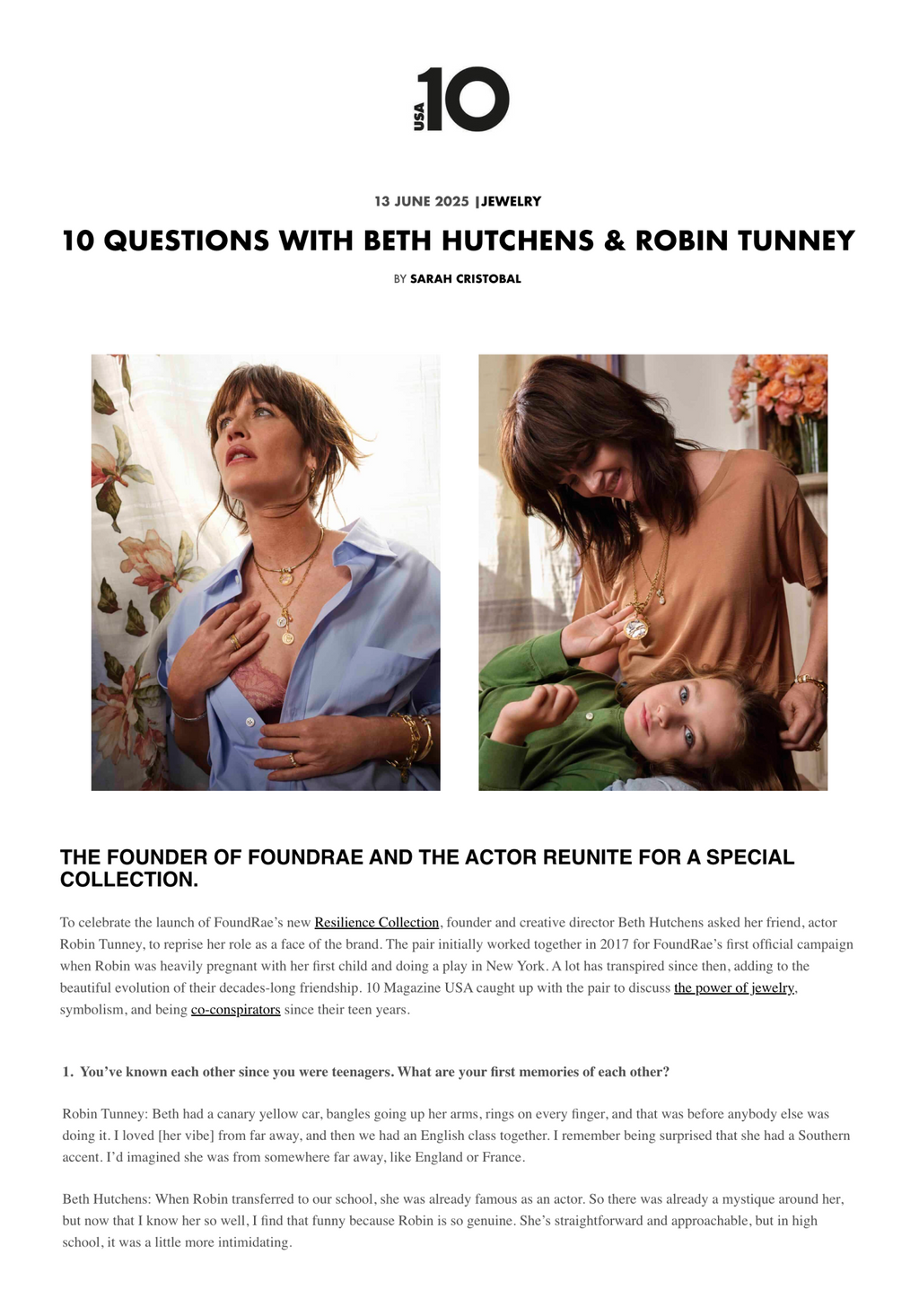 10 Questions with Beth Hutchens & Robin Tunney